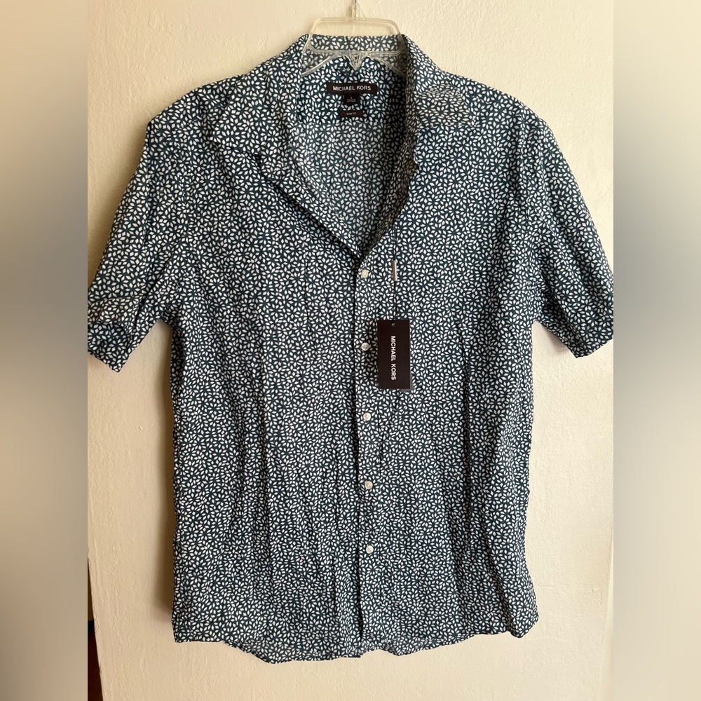 Michael Kors Men's Short Sleeve Patterned Shirt